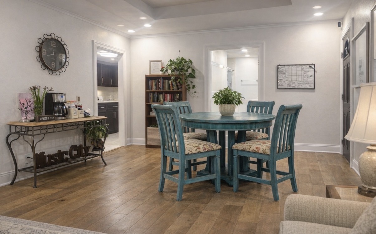 The shared dining and gathering space inside Poetry House